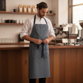 Polycotton Denim Indigo Blue Bib Apron for Artisan Cafés