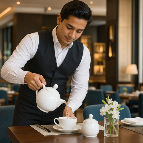 600ml Alumina Vitrified Ceramic Teapot for Catering (Pack of 6)