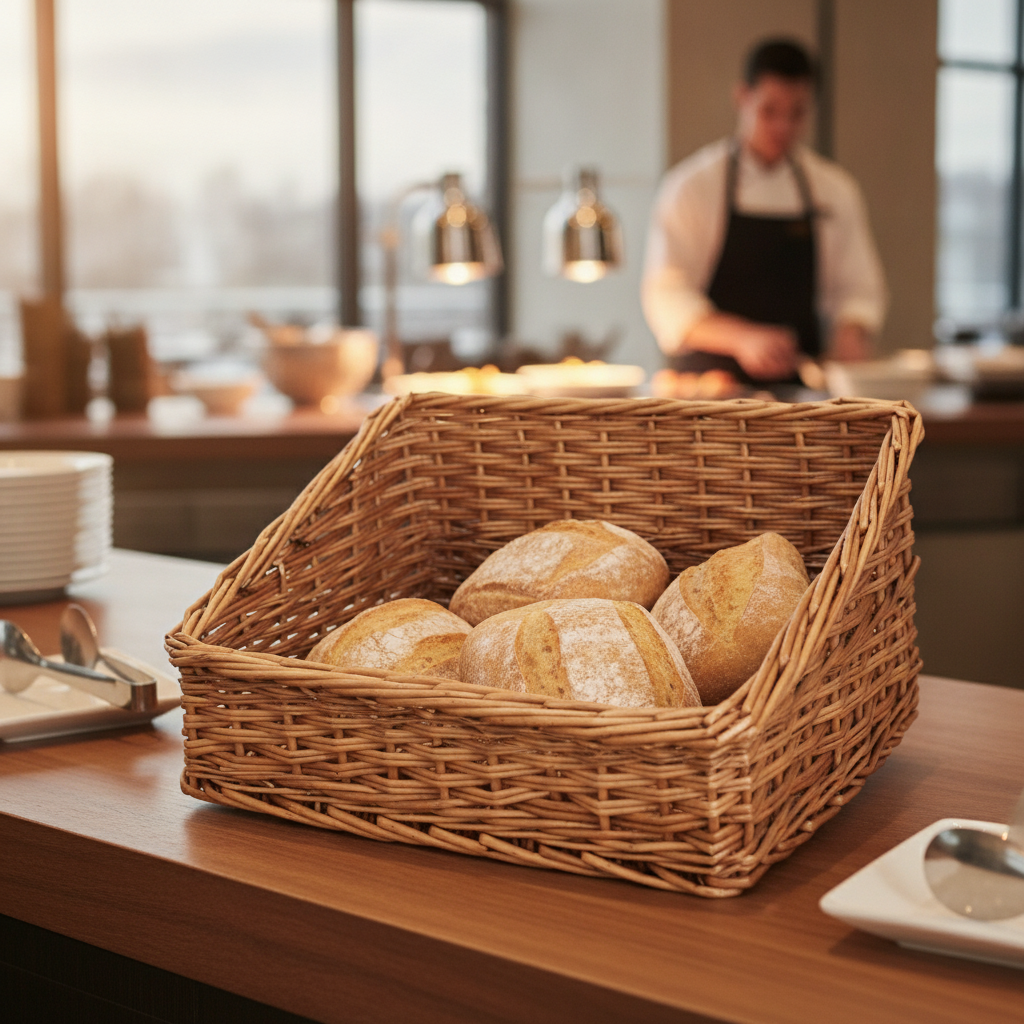 Wicker Bread Display Basket 360mm for Buffet Presentations