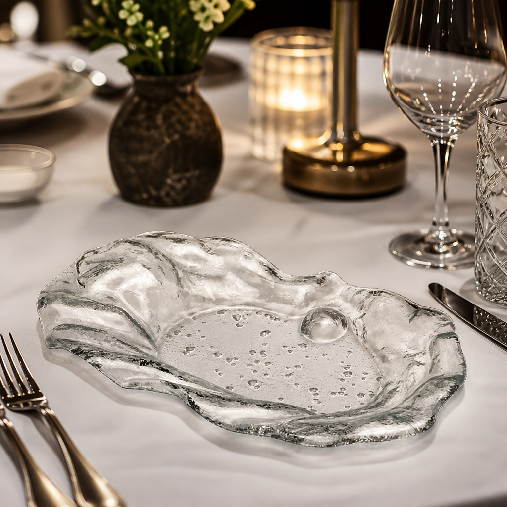 Venus Plates 310mm Clear Glass for Elegant Table Settings (Pack of 12)