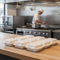 Bagasse Hinged Food Containers 200 Pack for Festivals & Catering