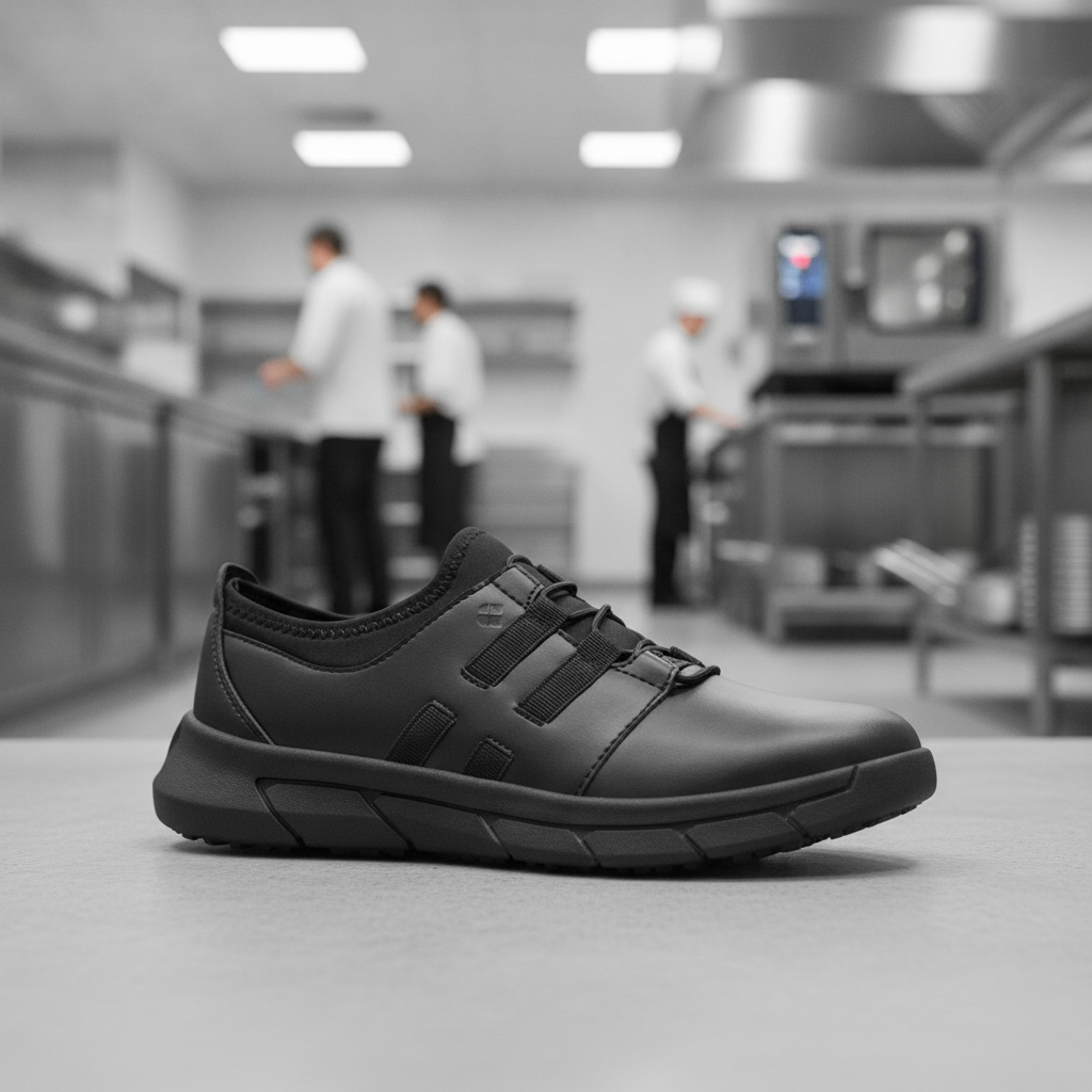 Microfibre Black Slip On Trainers for Commercial Use