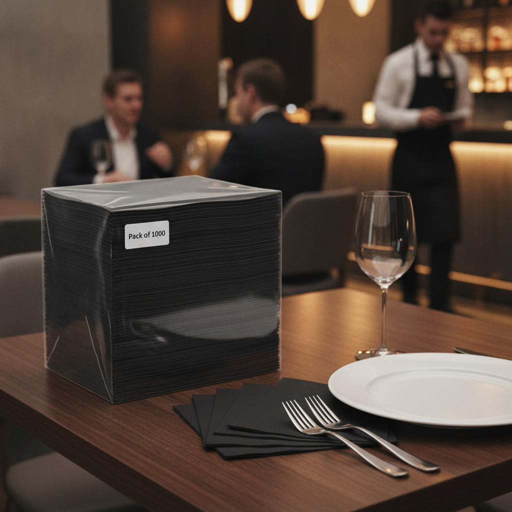 Black Paper Dinner Napkins 40x40cm for Elegant Dining (Pack of 1000)