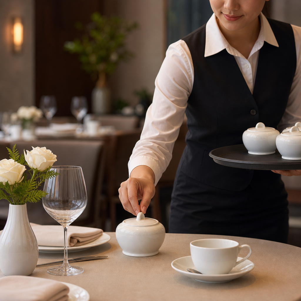 Fine China Covered Sugar Bowls 227ml for Table Settings (Pack of 6)
