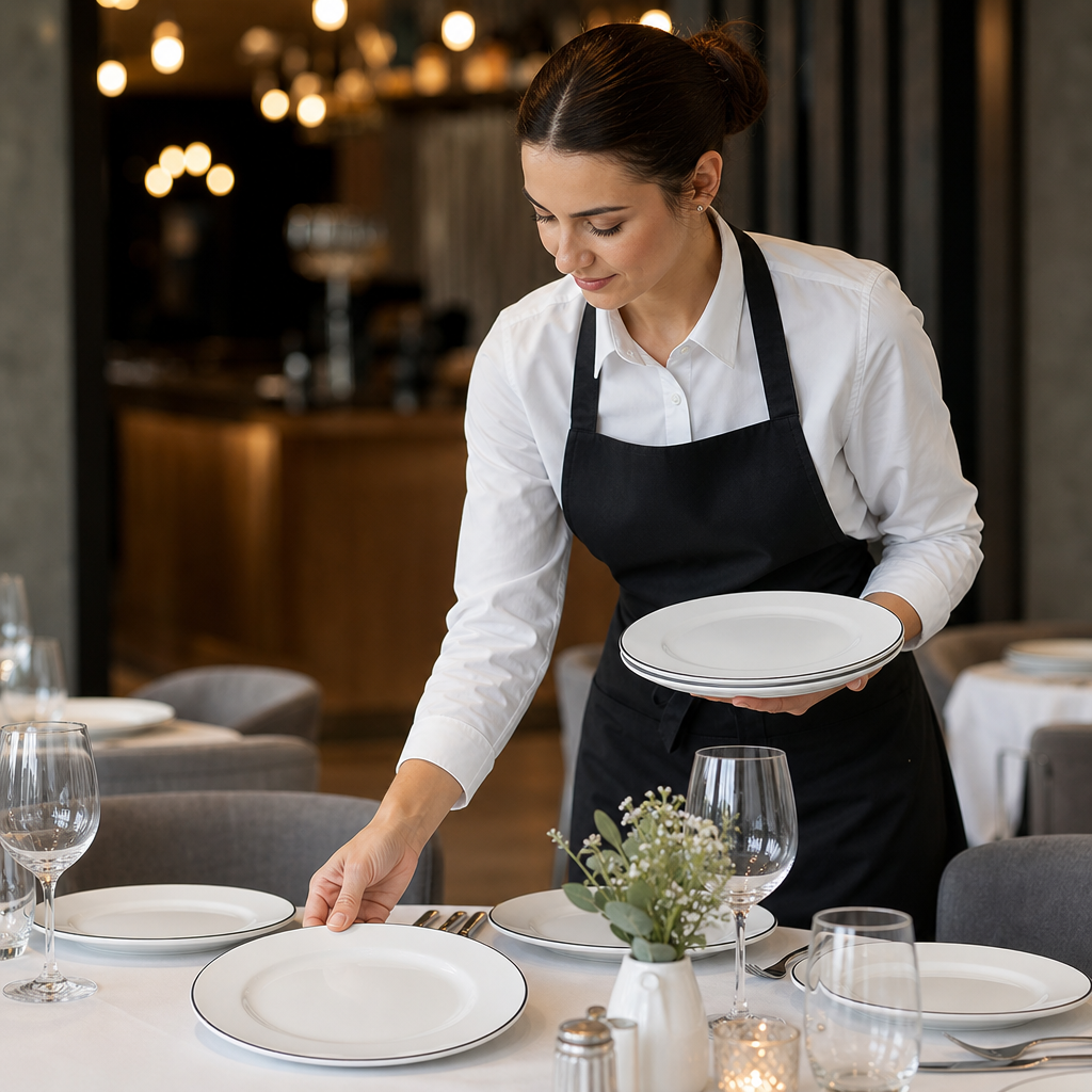 Dinner Plate Rim 268mm Black Porcelain for Catering (Pack of 12)