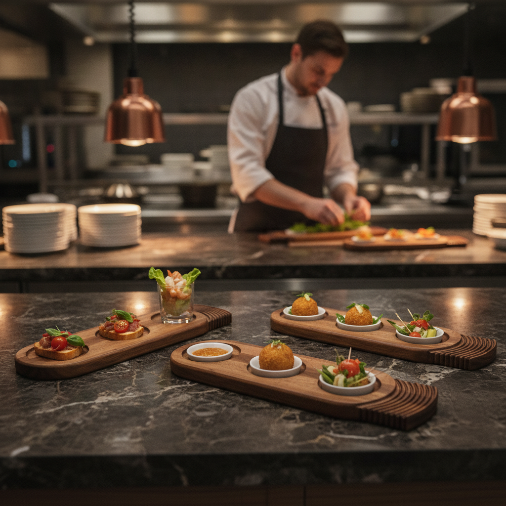 Wooden Serving Board 480mm for Sharing Starters (Pack of 4)