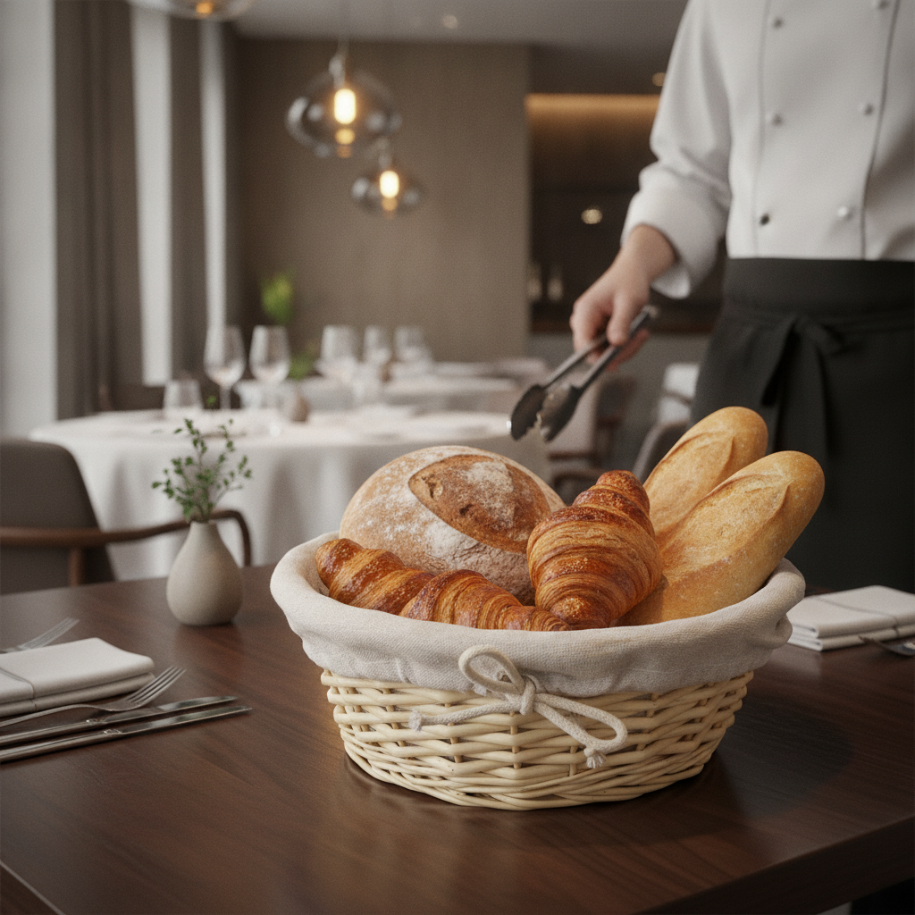 Wicker Round Basket 230mm for Serving Breads & Pastries