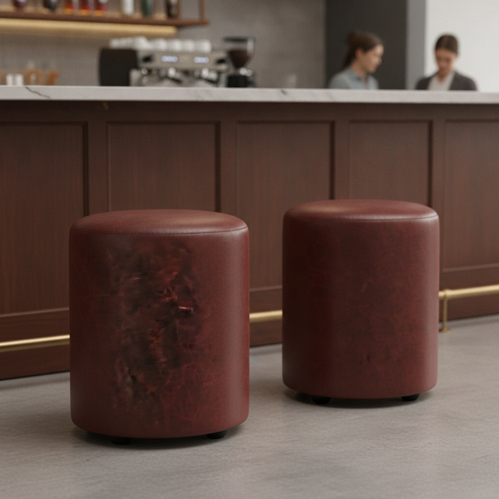Rubber Wood Cylinder Bar Stools 470x350mm for Cafés & Restaurants (Pack of 2)