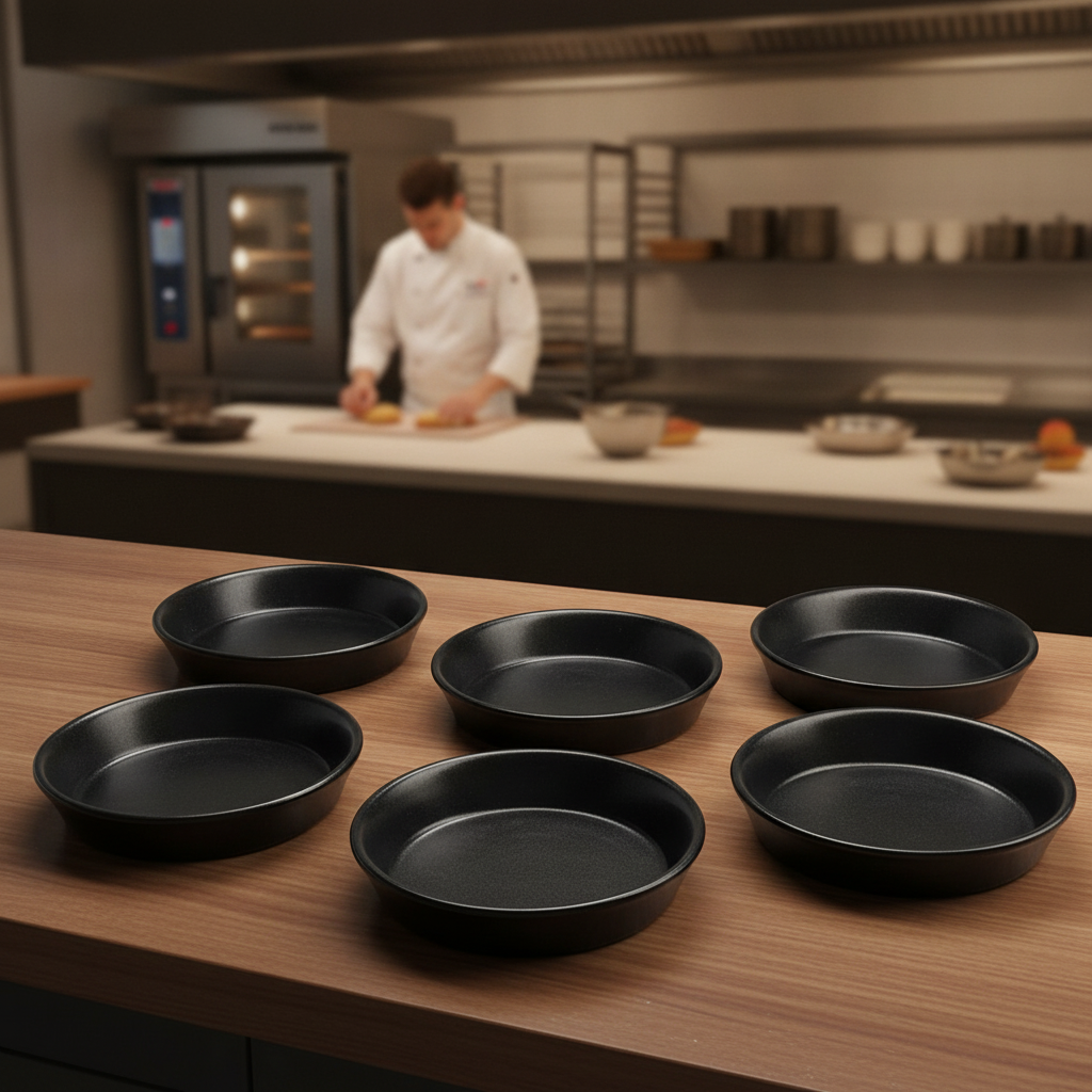 Stoneware Black Pie Dish 160mm for Home Baking (Pack of 6)