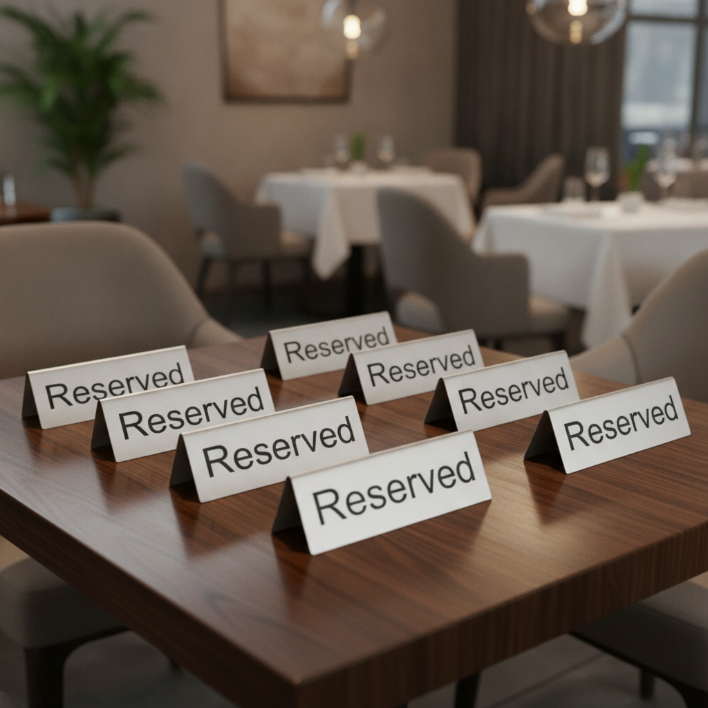 Stainless Steel Reserved Table Sign for Dining Spaces (Pack of 10)