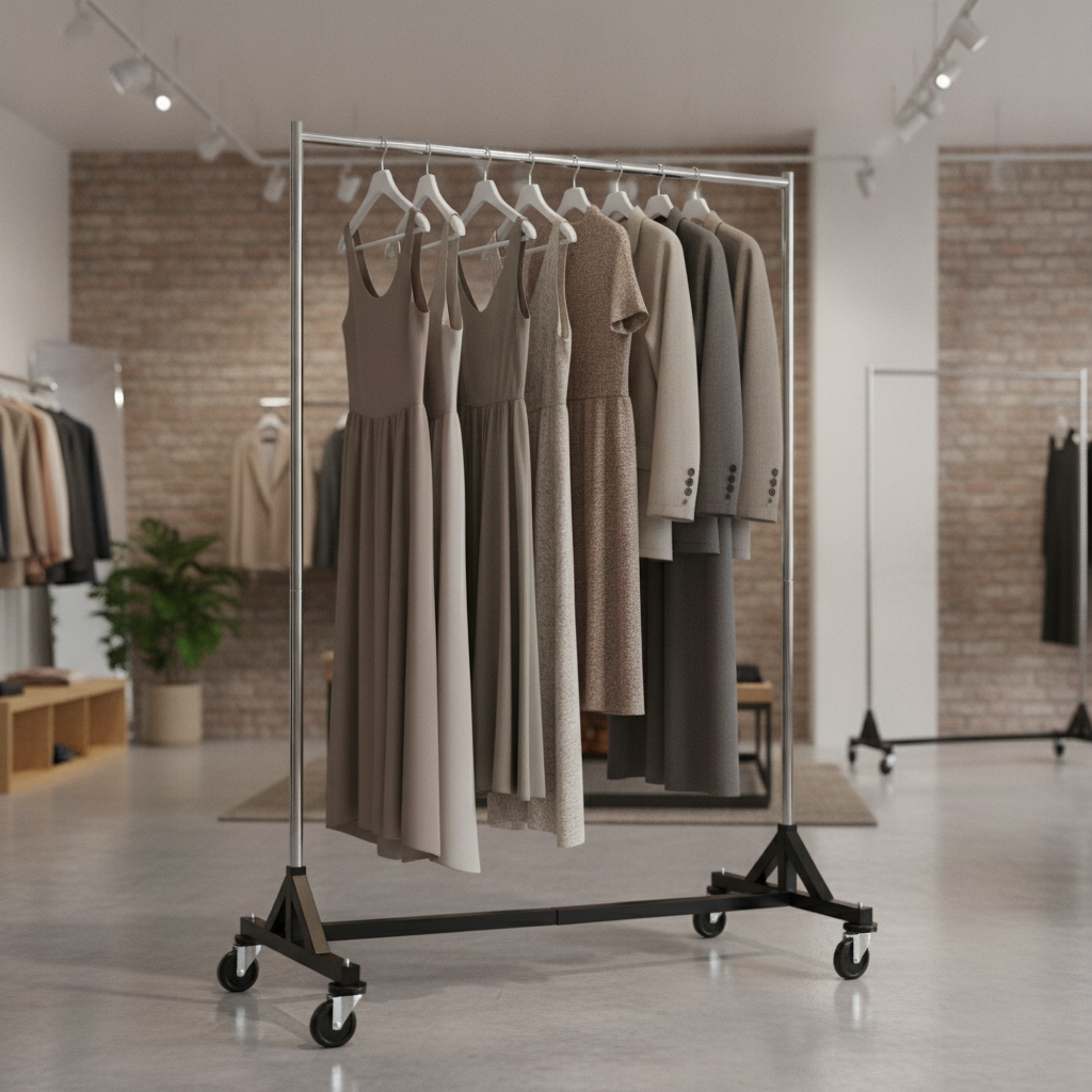 Heavy Duty Steel Garment Rail with 1700mm Drop for Public Areas