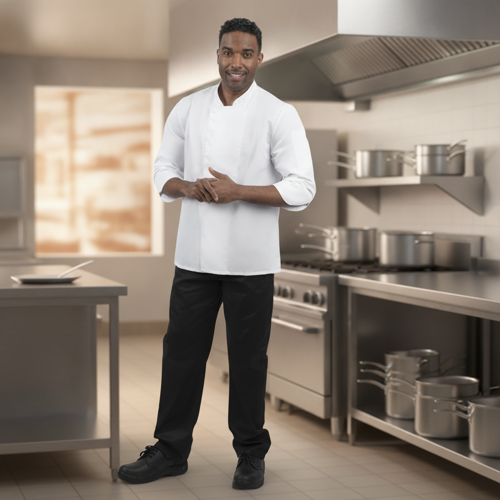 Polycotton White Chef Jacket for Commercial Kitchens