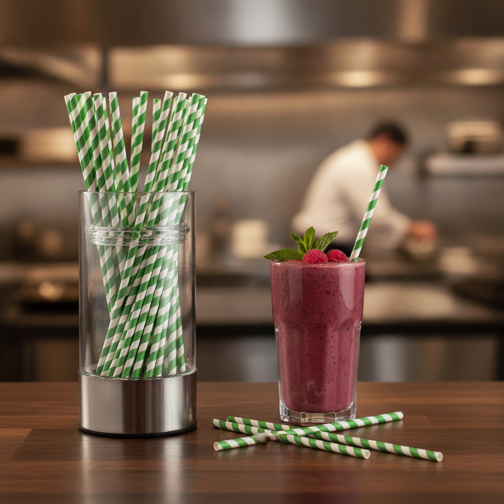 Compostable Paper Smoothie Straws 210mm for Eco-Friendly Service (Pack of 250)