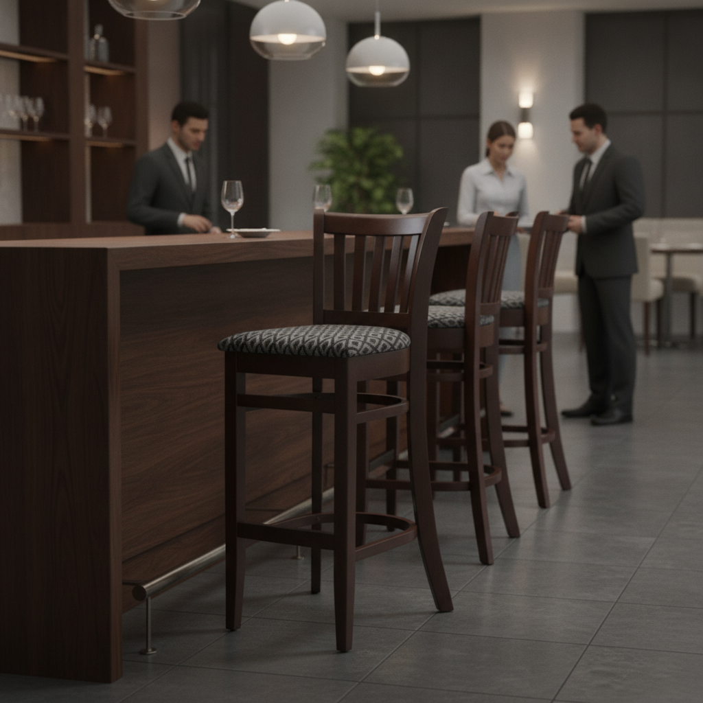 Rubber Wood Bar Chair Black 1010x410mm for Hospitality Settings