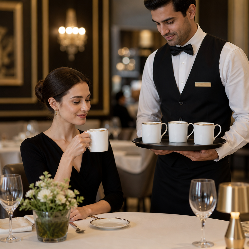Coupe Mugs Rim 350ml Gold Bone China for Elegant Dining (Pack of 12)