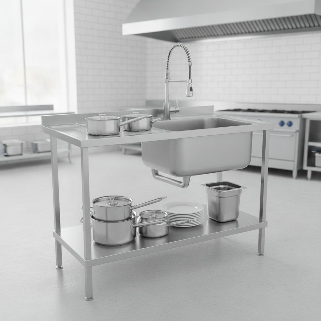 304 Stainless Steel Sink with Left Hand Drainer 1200mm for Commercial Kitchens