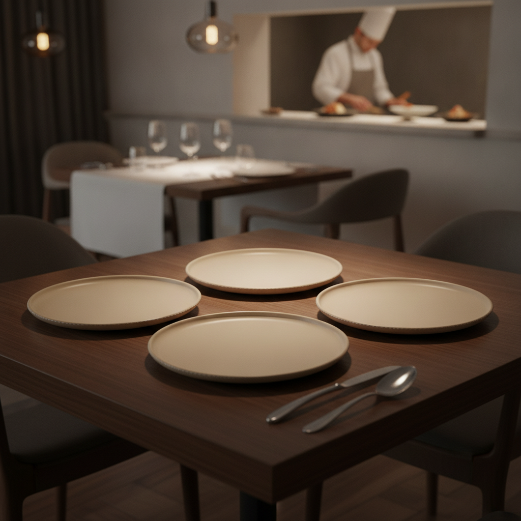 Porcelain Plates 230mm in Sand for Catering & Hospitality (Pack of 3)