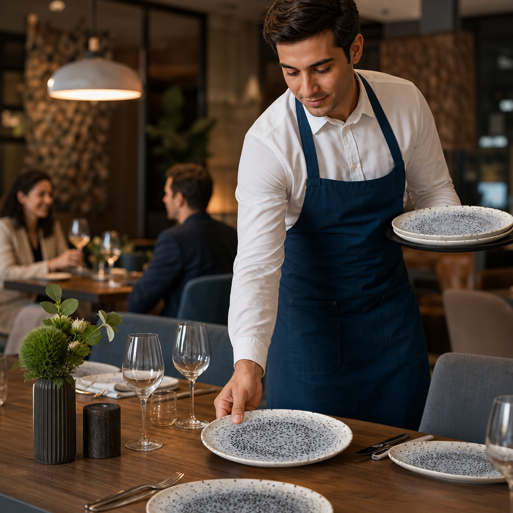 Organic Round Plates Finish Blue Vitrified Ceramic for Stylish Dining (Pack of 12)