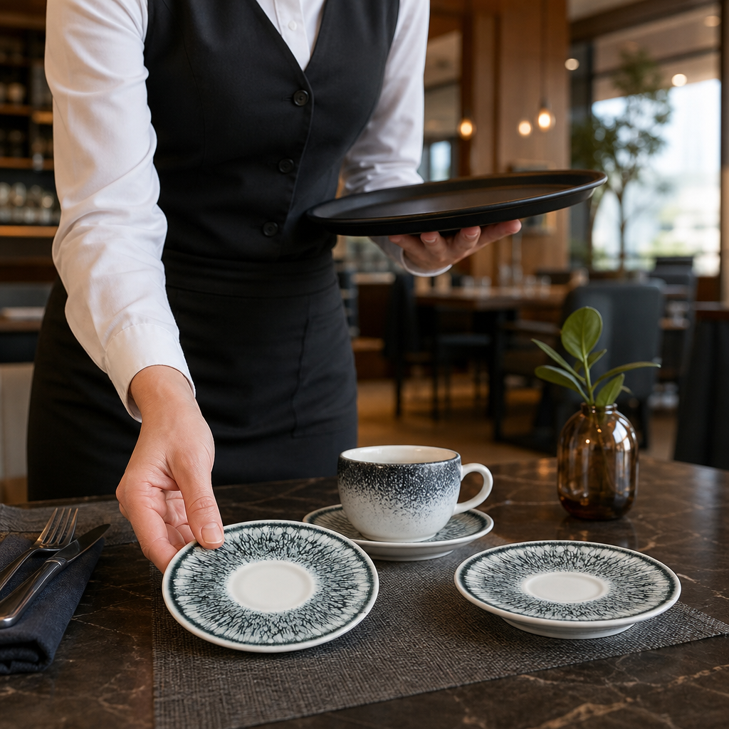 Saucers 118mm Black Vitrified Ceramic for Dining (Pack of 12)