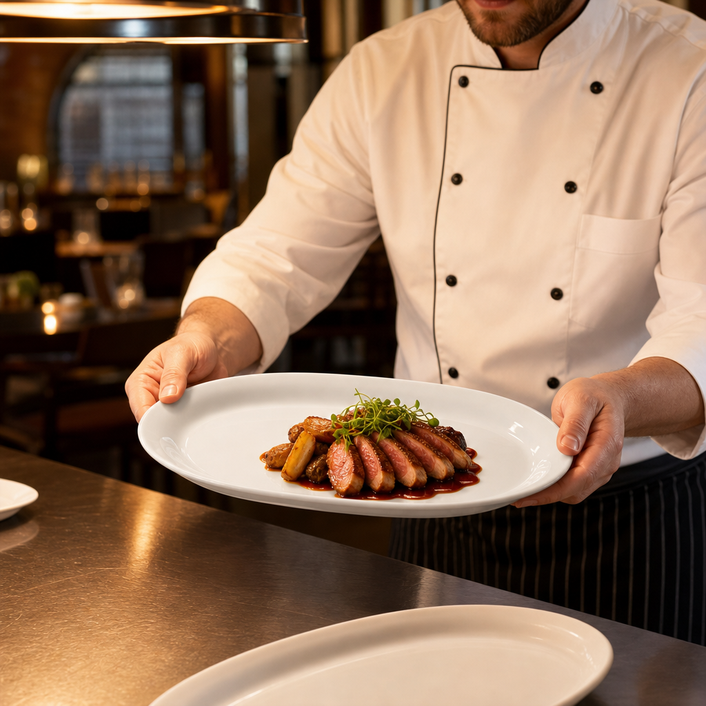 Oval Platters 295mm Porcelain for Hotels & Restaurants (Pack of 6)