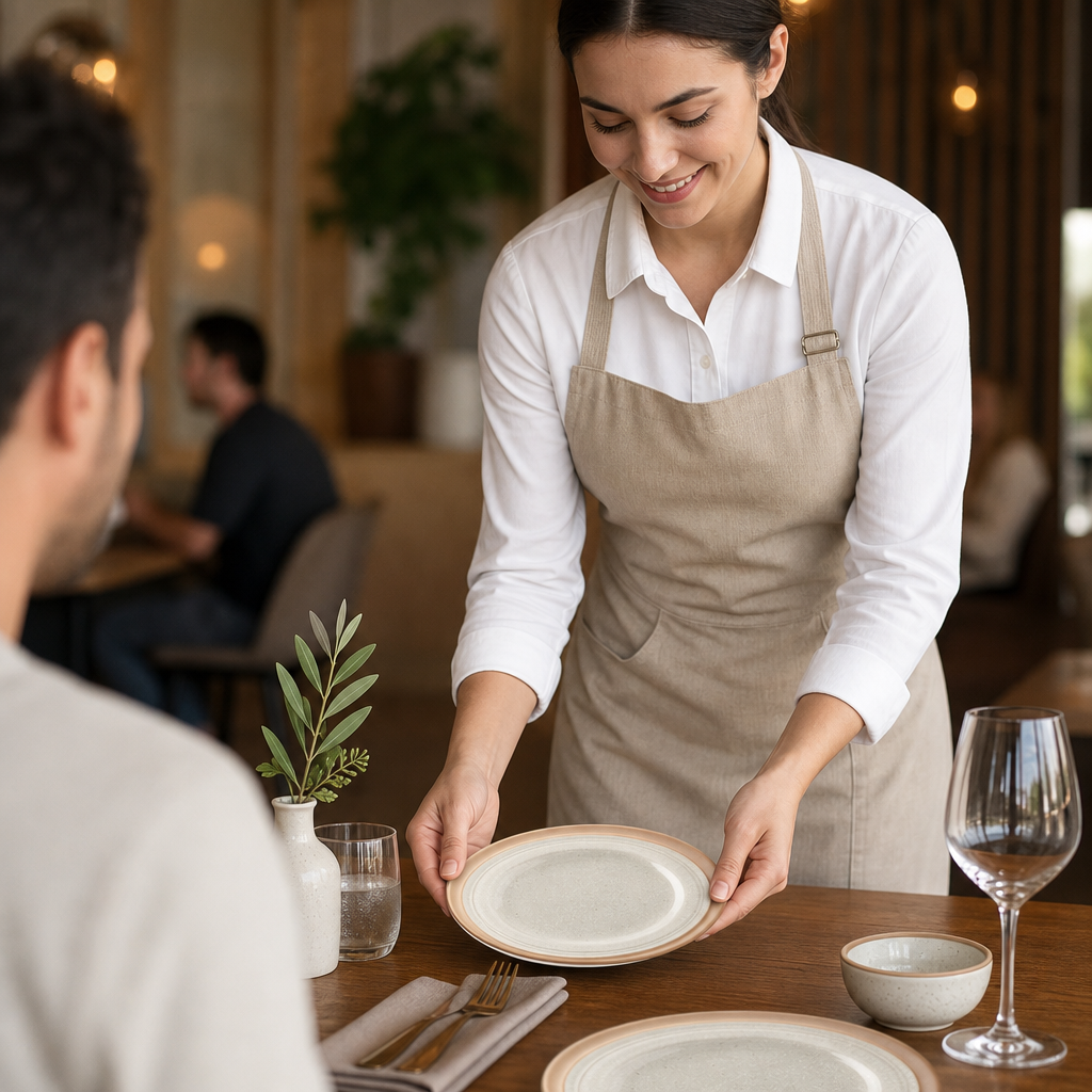Rimmed Side Plates 180mm Natural Ceramic for Hospitality Settings (Pack of 6)