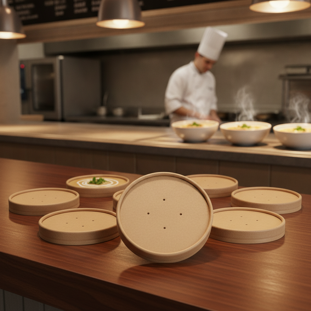 Paper Kraft Soup Cup Lids 450ml for Food-to-Go (Pack of 500)