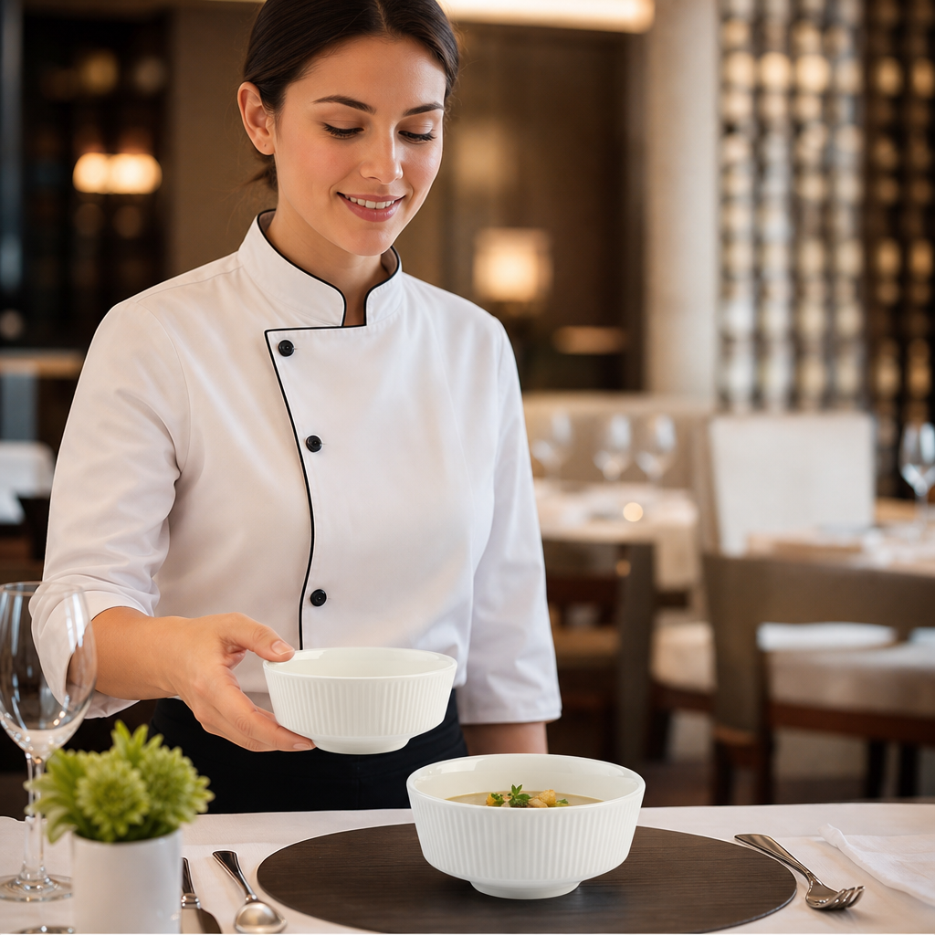 Soup Bowls 0.4L Vitrified Ceramic for Catering (Pack of 12)