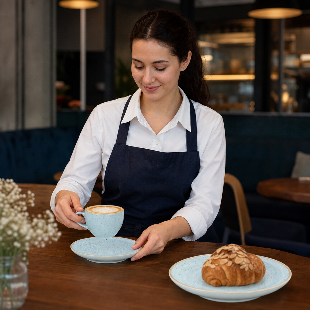Blue Cappuccino Saucers Duck Egg Blue Vitrified Ceramic for Cafés (Pack of 12)