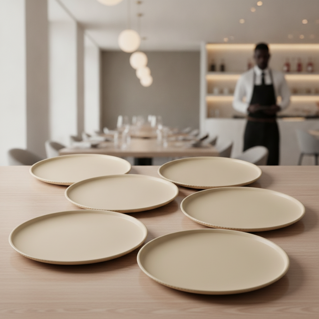 Porcelain Plates 200mm in Matt Sand for Catering & Hospitality (Pack of 6)