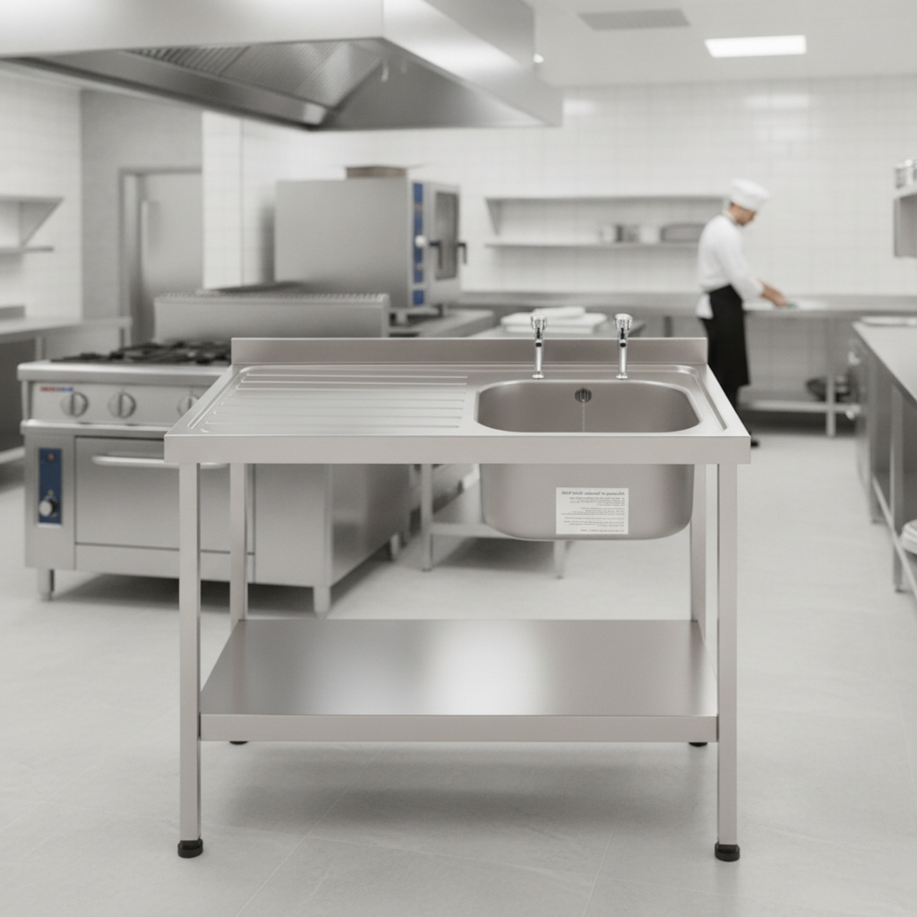 304 Stainless Steel Sink with Left Hand Drainer 1000x600mm for Professional Kitchens