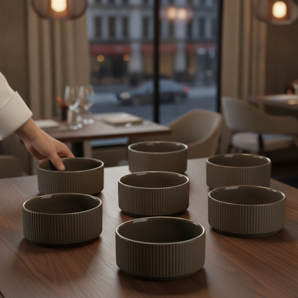 Porcelain Brown Bowls 350ml for Catering & Hospitality (Pack of 6)