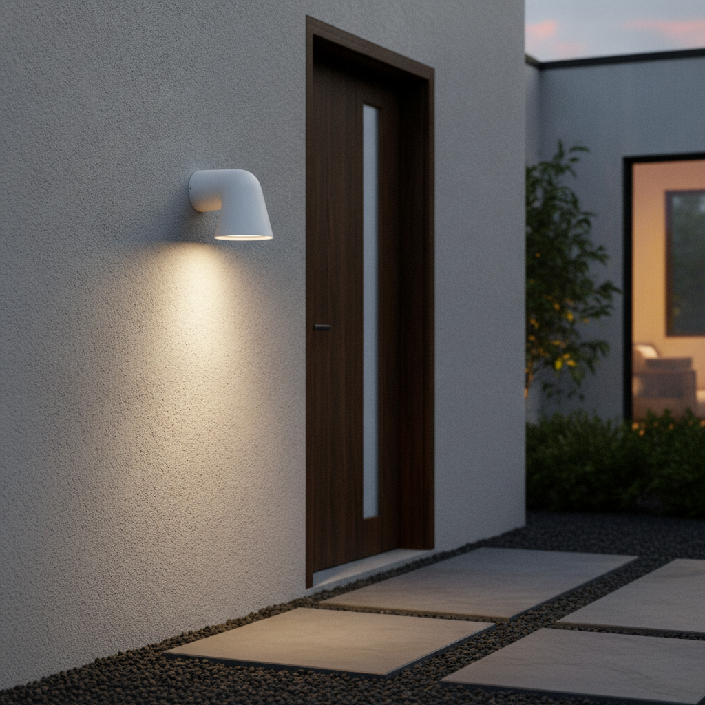 Aluminium Outdoor Wall Light in White for Entryways & Patios