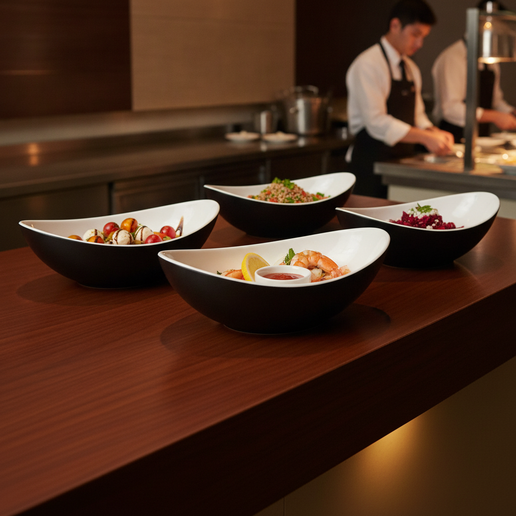 Melamine Dual Tone Curved Bowl 350ml for Buffets
