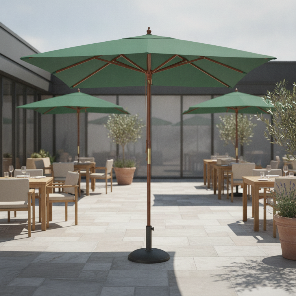 Wood & Polyester Square Double Pulley Parasol 2.5m for Outdoor Spaces