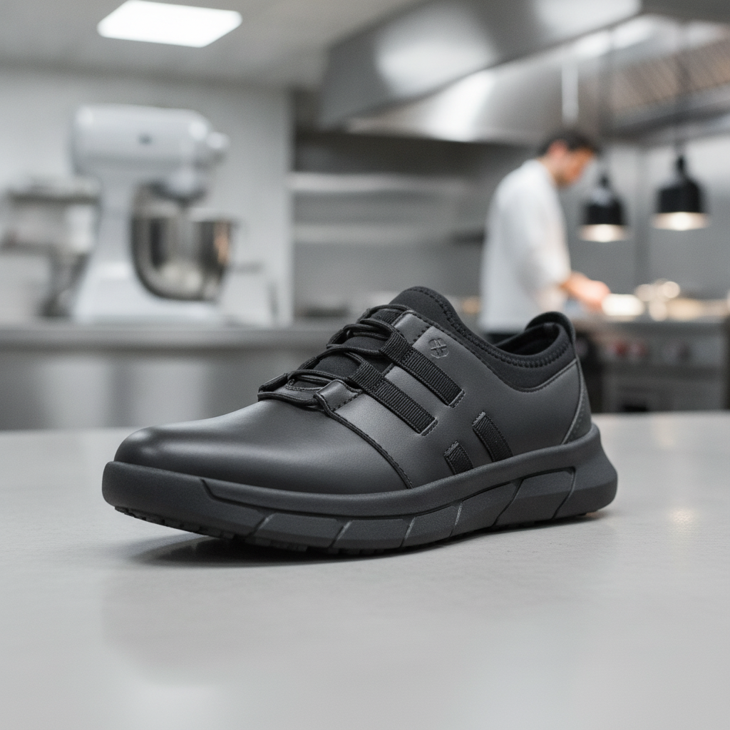 Microfibre Black Slip On Trainers for Commercial Use