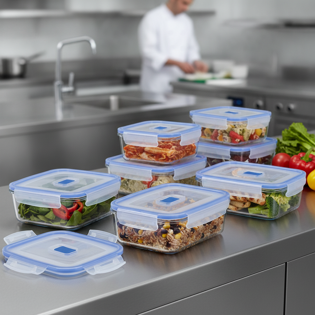 Toughened Glass Airtight Meal Containers 240x170mm for Food Storage (Pack of 6)