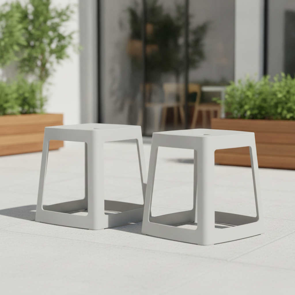 Polypropylene Light Grey Base Stools 445x400mm for Indoor & Outdoor Use (Pack of 2)
