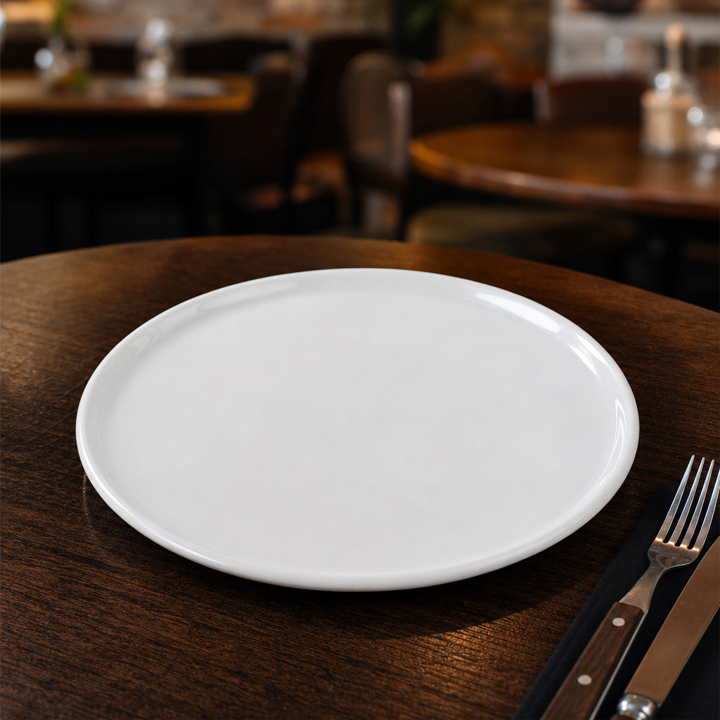 Classic White Porcelain Pizza Plates 255mm for Restaurants & Cafés (Pack of 12)