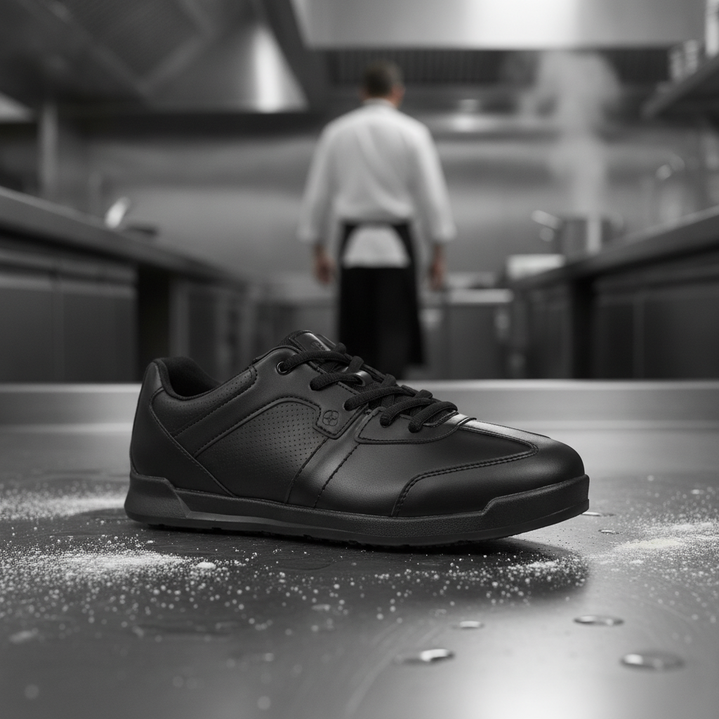 Microfibre Black Freestyle Trainers for Busy Kitchens