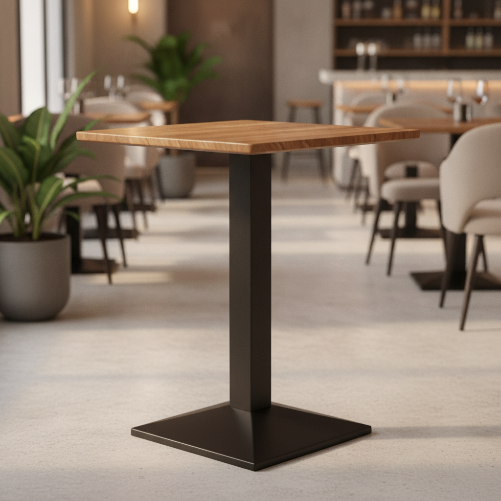 Planked Oak Square Poseur Table 700x700mm for Dining Areas
