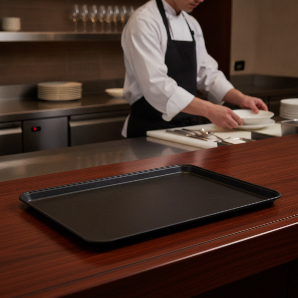 Fibreglass Rectangular Tray Black 450x650mm for Fine Dining