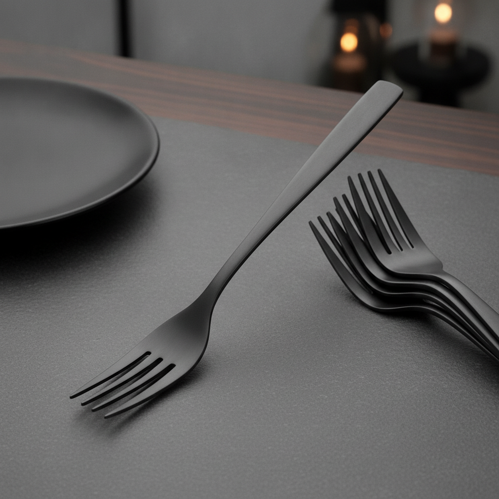 18/0 Stainless Steel Black Table Forks for Dining (Pack of 12)