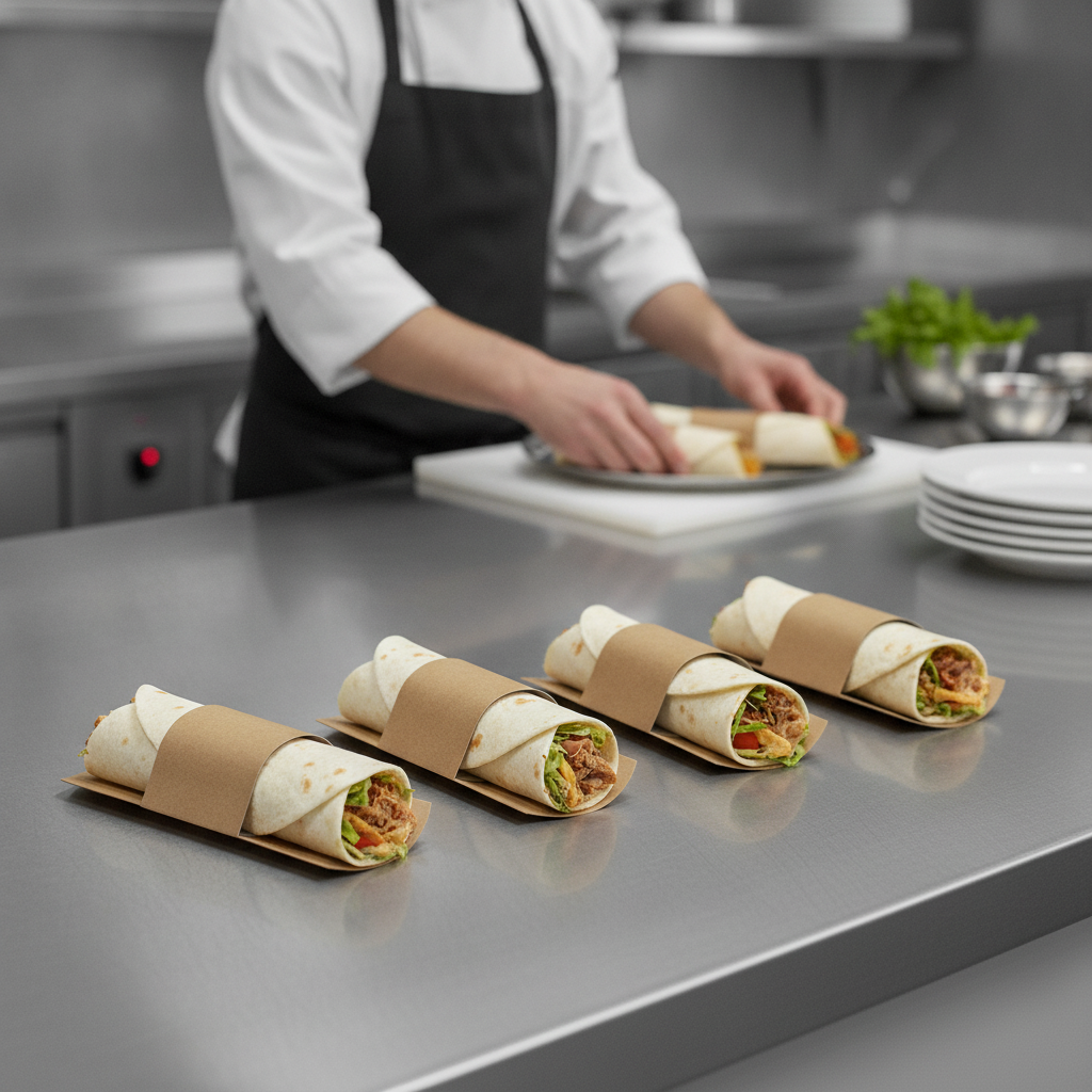 Compostable Paper Tortilla Sleeves for Festivals & Catering (Pack of 1000)
