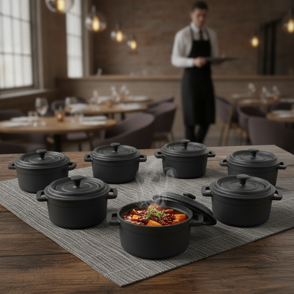 Cast Iron Round Pot Staub 250ml for Serving Dishes (Pack of 6)