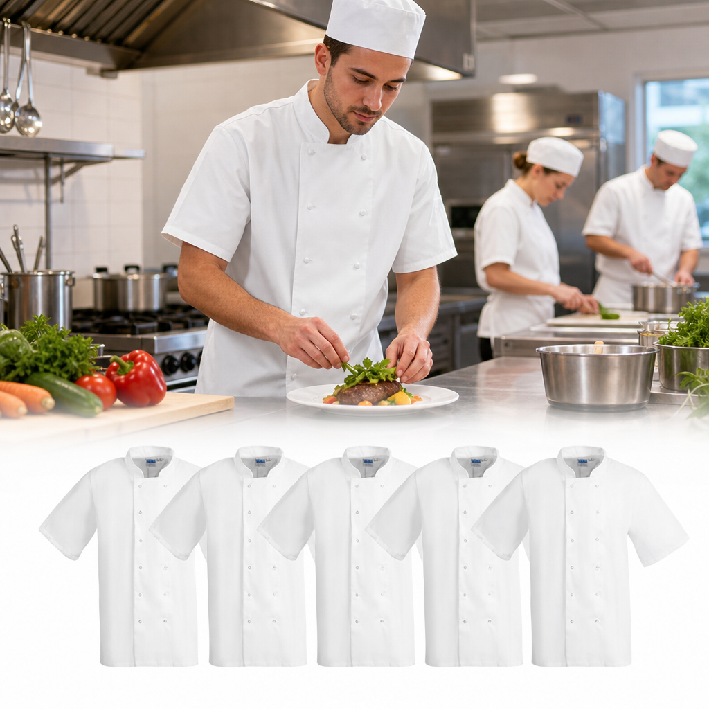 Unisex Short Sleeve Chef Jackets Multipack for Commercial Kitchens