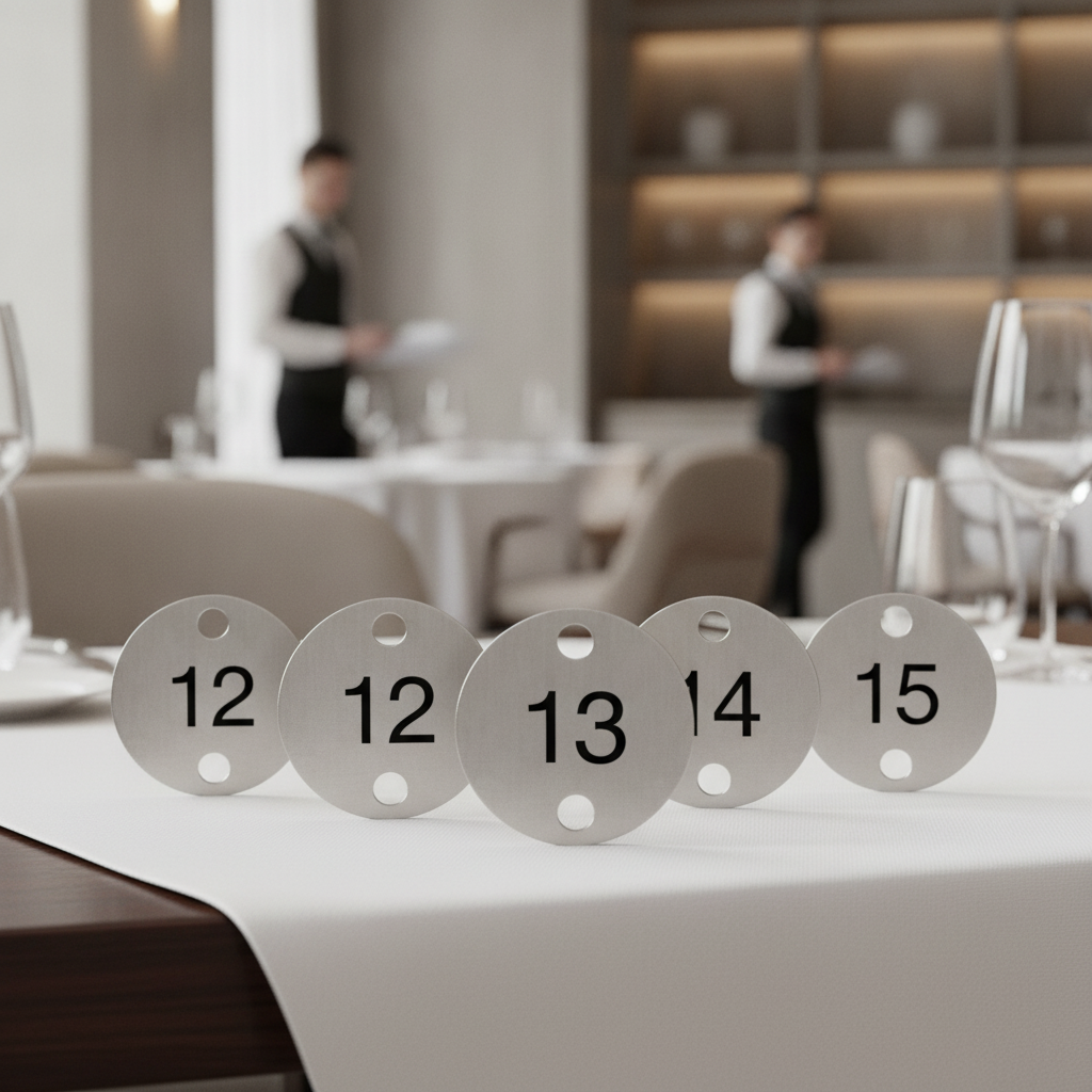 Stainless Steel Table Numbers 11-15 30x30mm for Event Venues