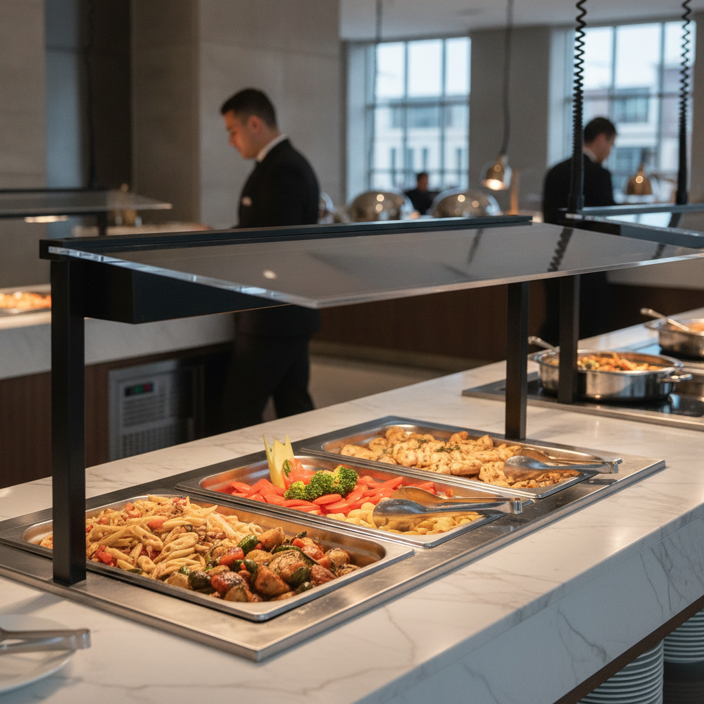 Metal Sneeze Guard Black 605x365mm for Buffet Stations