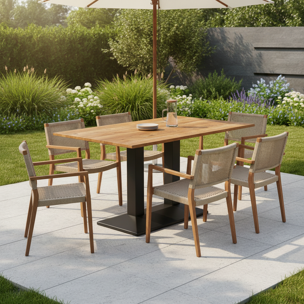 Planked Oak Rectangular Dining Table 1200x700mm for Indoor & Outdoor Use