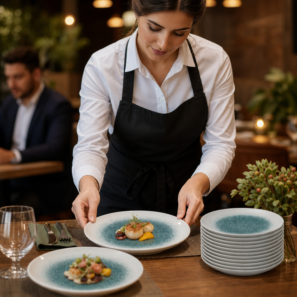 Round Trace Plates Green Porcelain for Stylish Dining (Pack of 12)