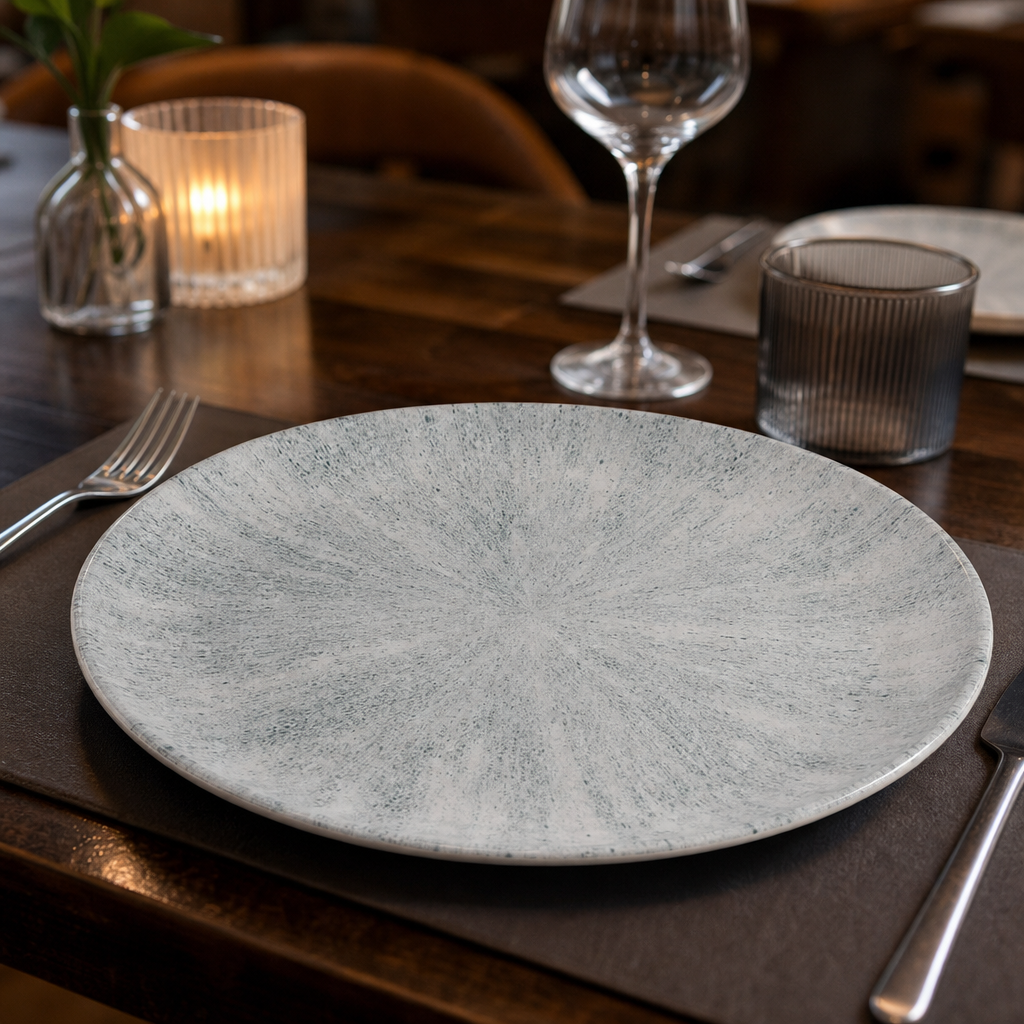 Coupe Plates Grey Vitrified Porcelain for Dining Experiences (Pack of 12)